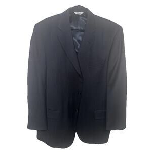 Joseph & Feiss Jacket Black 100% Worsted Wool Twill Blazer Sport Coat 46R